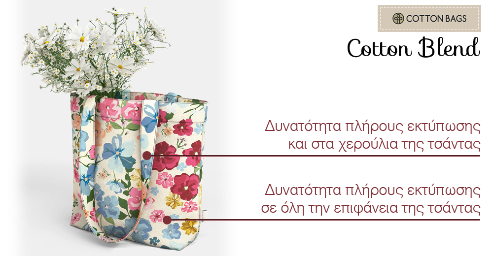Τσάντες υφασμάτινες cotton blend με εκτύπωση - tote bags