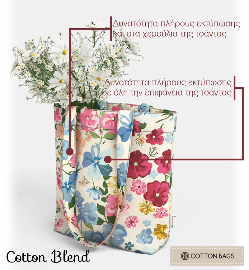 Τσάντες υφασμάτινες cotton blend με εκτύπωση - tote bags